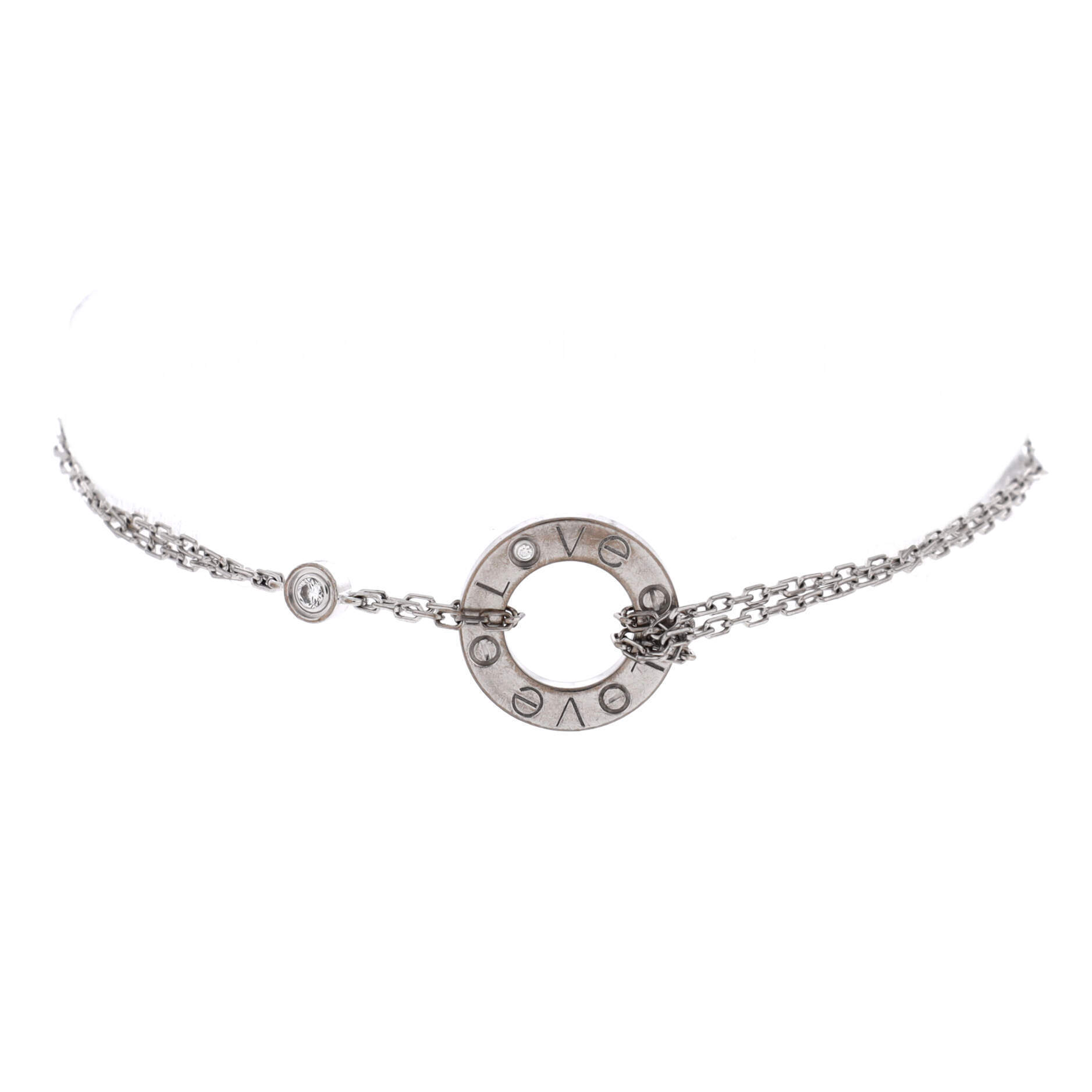 Cartier 2 Diamonds Love Bracelet 18k White Gold With Diamonds